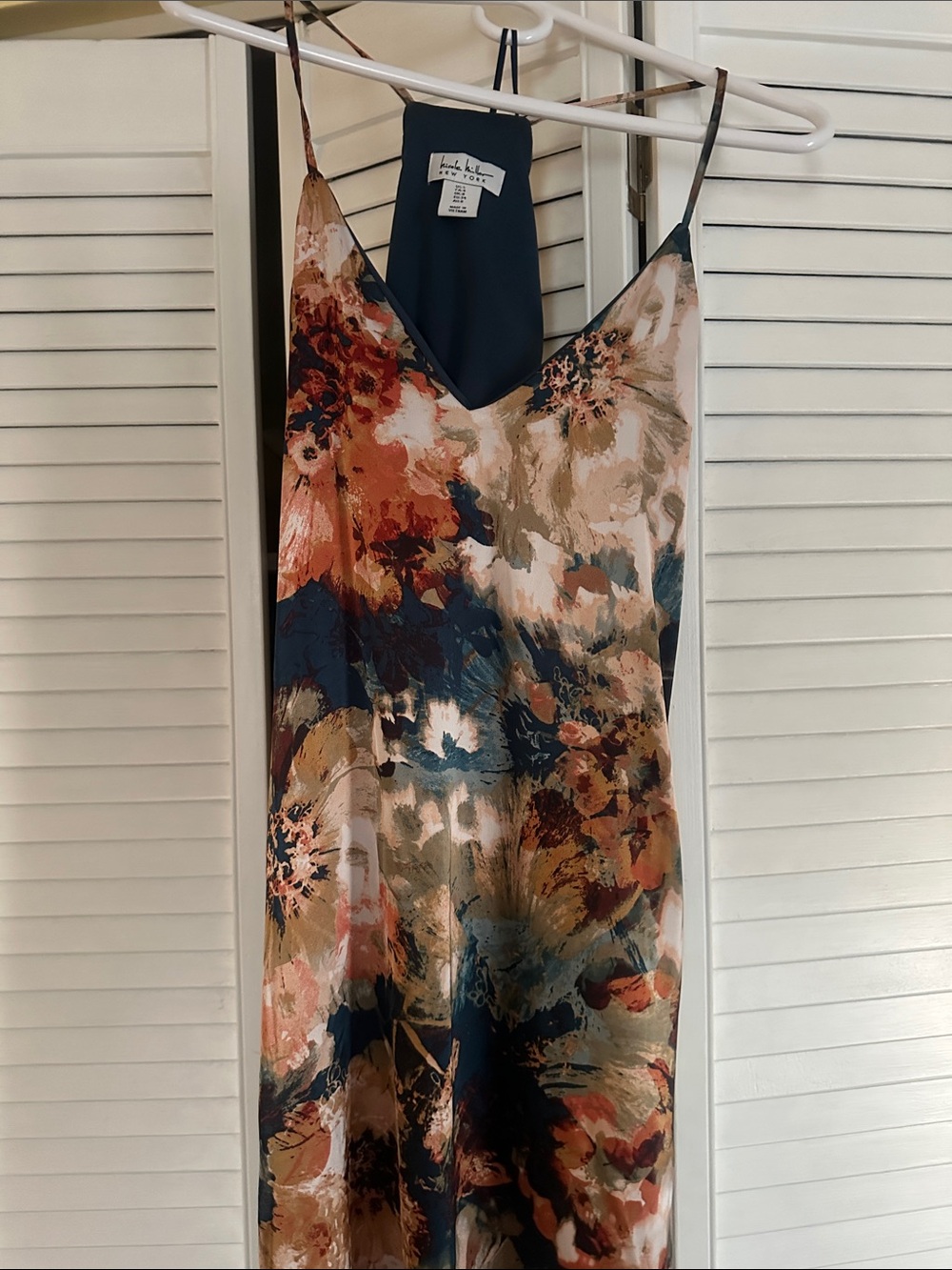 Floral Slip Dress with Navy Accents